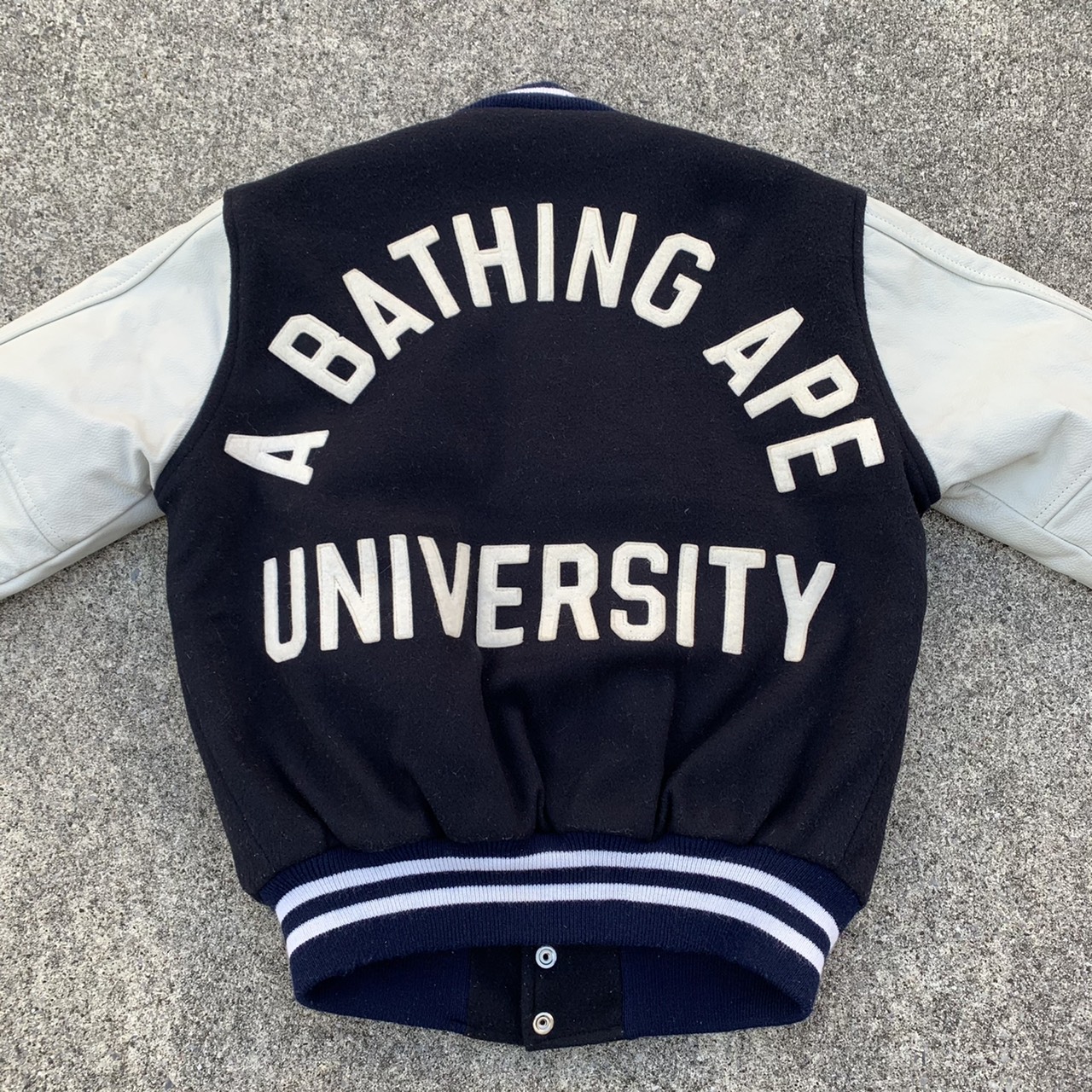 90s A BATHING APE Varsity Jacket - blue room