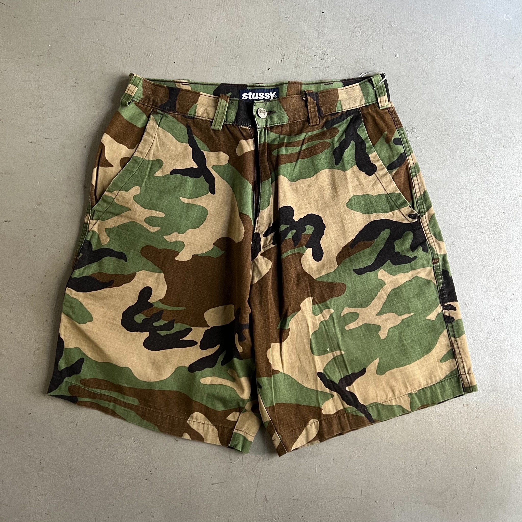 90s Stussy OUTDOOR Camouflage Cargo Shorts - blue room