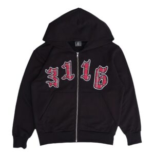 always 3116 applique zip up hoodie - black (Size XL)