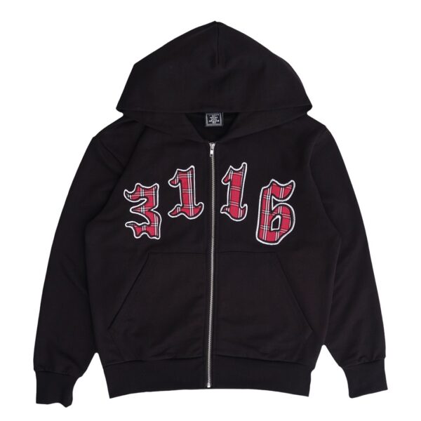 always 3116 applique zip up hoodie - black (Size L)