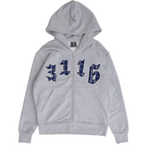ADWYSD 3116 APPLIQUE ZIP UP HOODIE GREY (Size XL)
