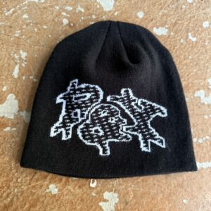 TRACK PATTERN BEANIE BLACK