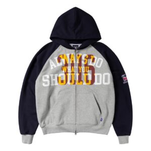 jersey raglan zip up hoodie heather grey (Size M)