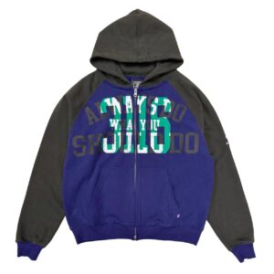jersey raglan zip up hoodie heather navy (Size S)